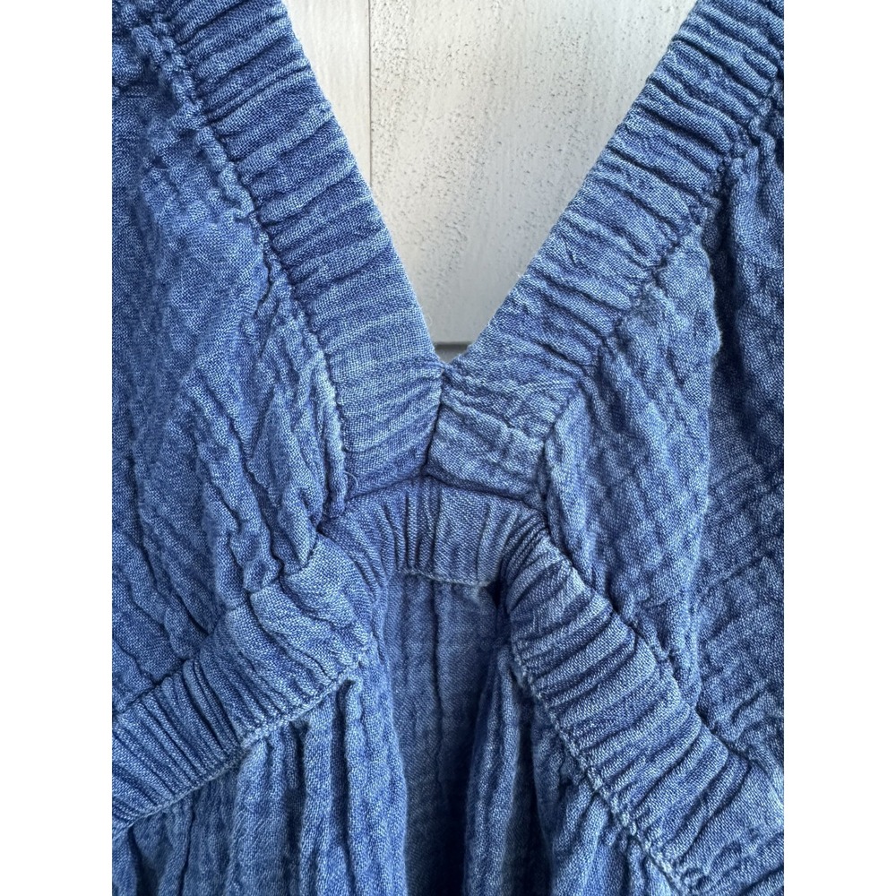 Aerie Blue Pool to Party Gauze Tiered Mini Dress Flutter Sleeve V Neck XS - Picture 7 of 12